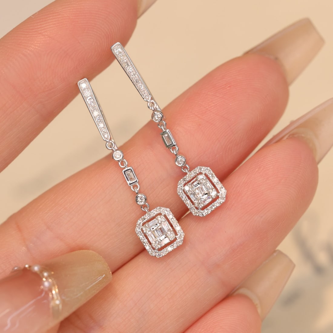 14k Gold 0.55 Ct Natural H Diamond Earrings - 5