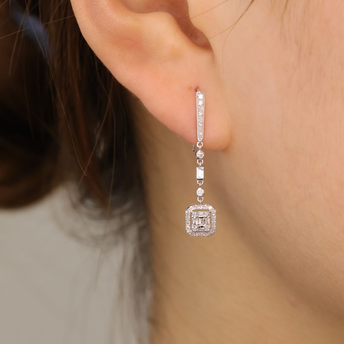 14k Gold 0.55 Ct Natural H Diamond Earrings - 7