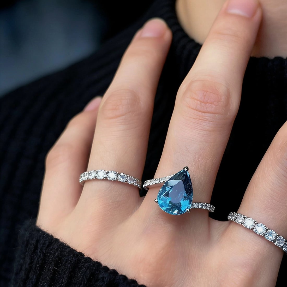 14k Gold 2.77 Ct Natural Aquamarine & Diamond Ring - 6