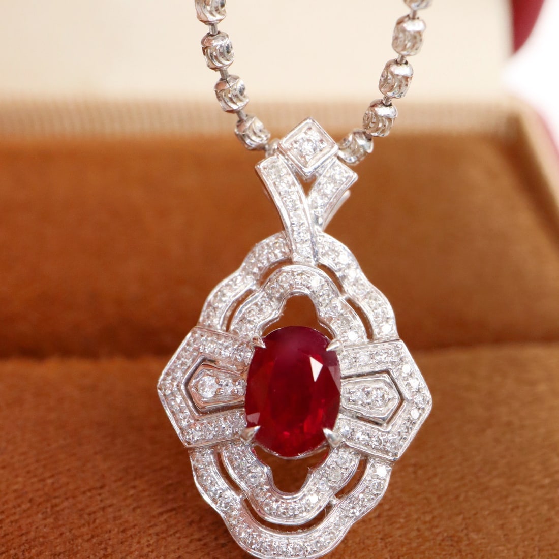 14k Gold 1.29 Ctw Natural Ruby & Diamond Pendant( Without Chain ) - 2