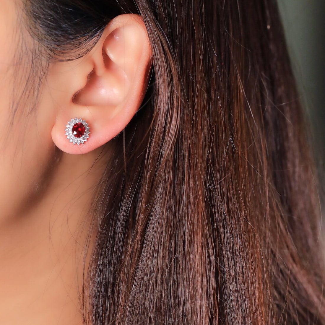 14k Gold 1.72 Ctw Natural Ruby & Diamond Earrings - 2