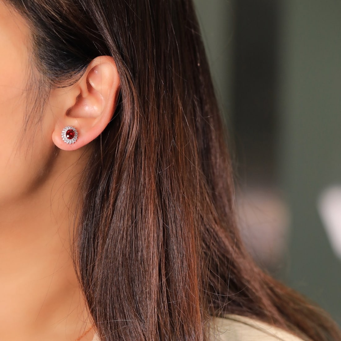 14k Gold 1.72 Ctw Natural Ruby & Diamond Earrings - 3