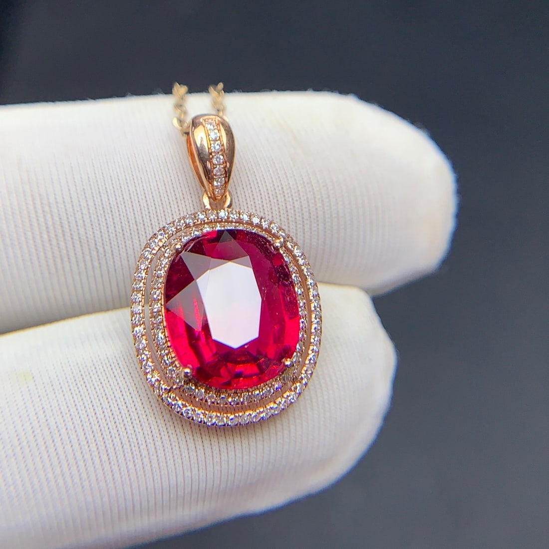 14k Gold 3.4 Ct Natural Tourmaline & Diamond Pendant( Without Chain ) - 6