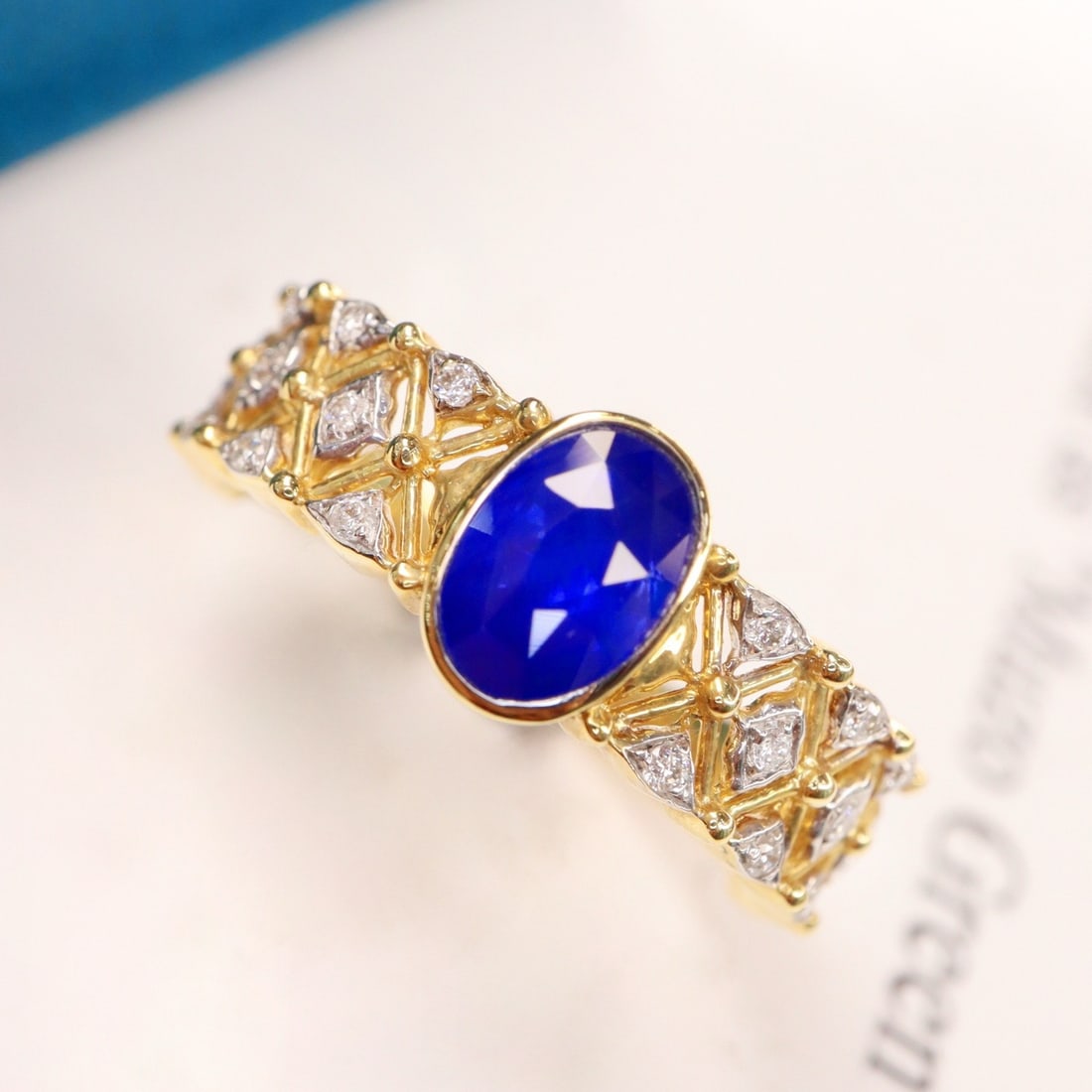 14k Gold 1.20 Ctw Natural Sapphire & Diamond Ring - 4