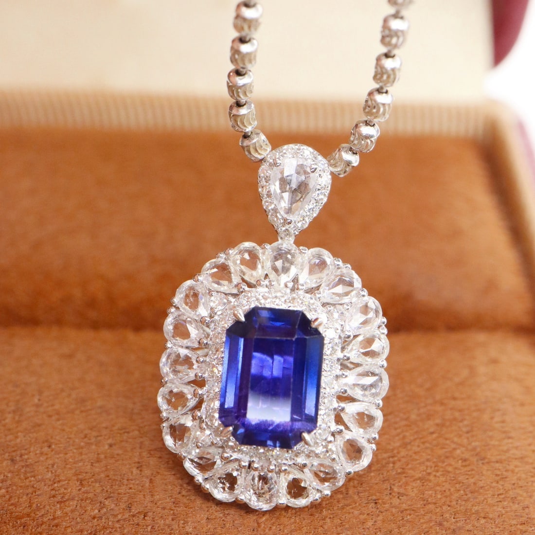 14k Gold 1.64 Ctw Natural Sapphire & Diamond Pendant( Without Chain ) - 2