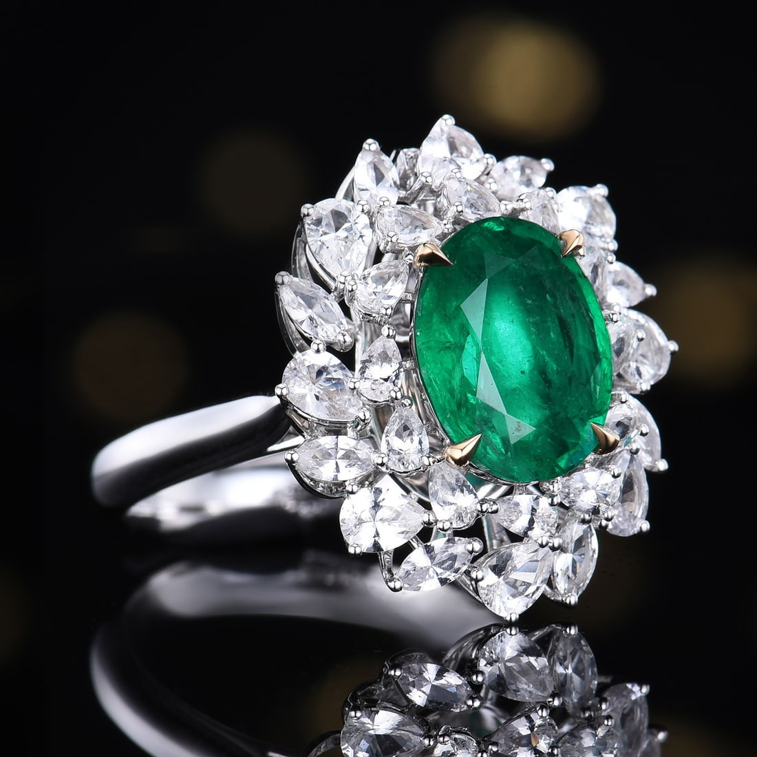 14k Gold 4.11 Ctw Vivid Green Natural Emerald & Sapphire Ring/pendant( Without Chain ) - 3