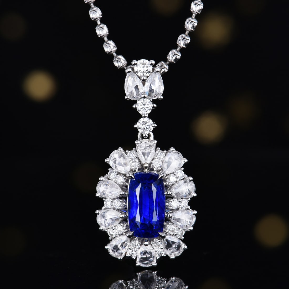14k Gold 2.96 Ctw Natural Sapphire & Diamond Pendant( Without Chain ) (1 of 9)