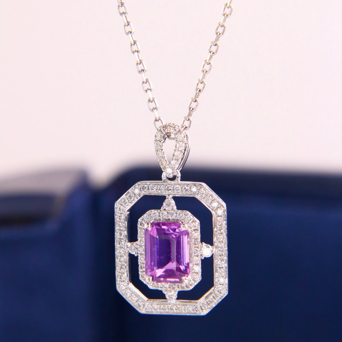 14k Gold 1.33 Ctw Natural Sapphire & Diamond Necklace - 3