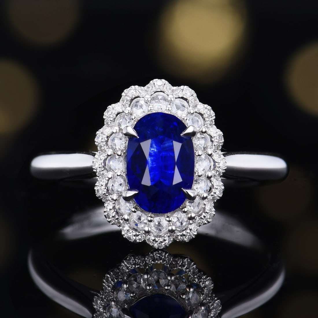 14k Gold 1.88 Ctw Vivid Blue Natural Sapphire & Diamond Ring - 3