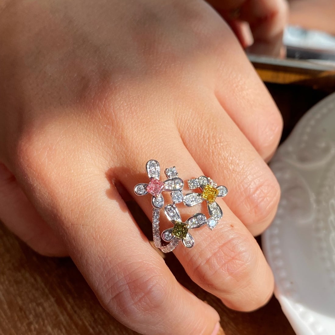 14k Gold 1.38 Ctw Natural Color Diamond & Diamond Ring - 4