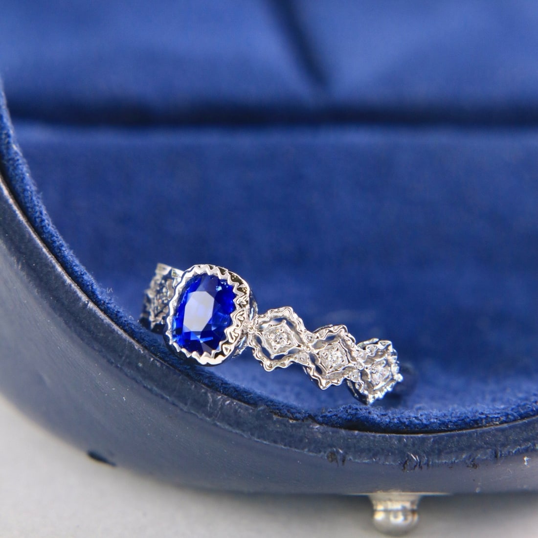 14k Gold 1.05 Ctw Natural Sapphire & Diamond Ring - 3