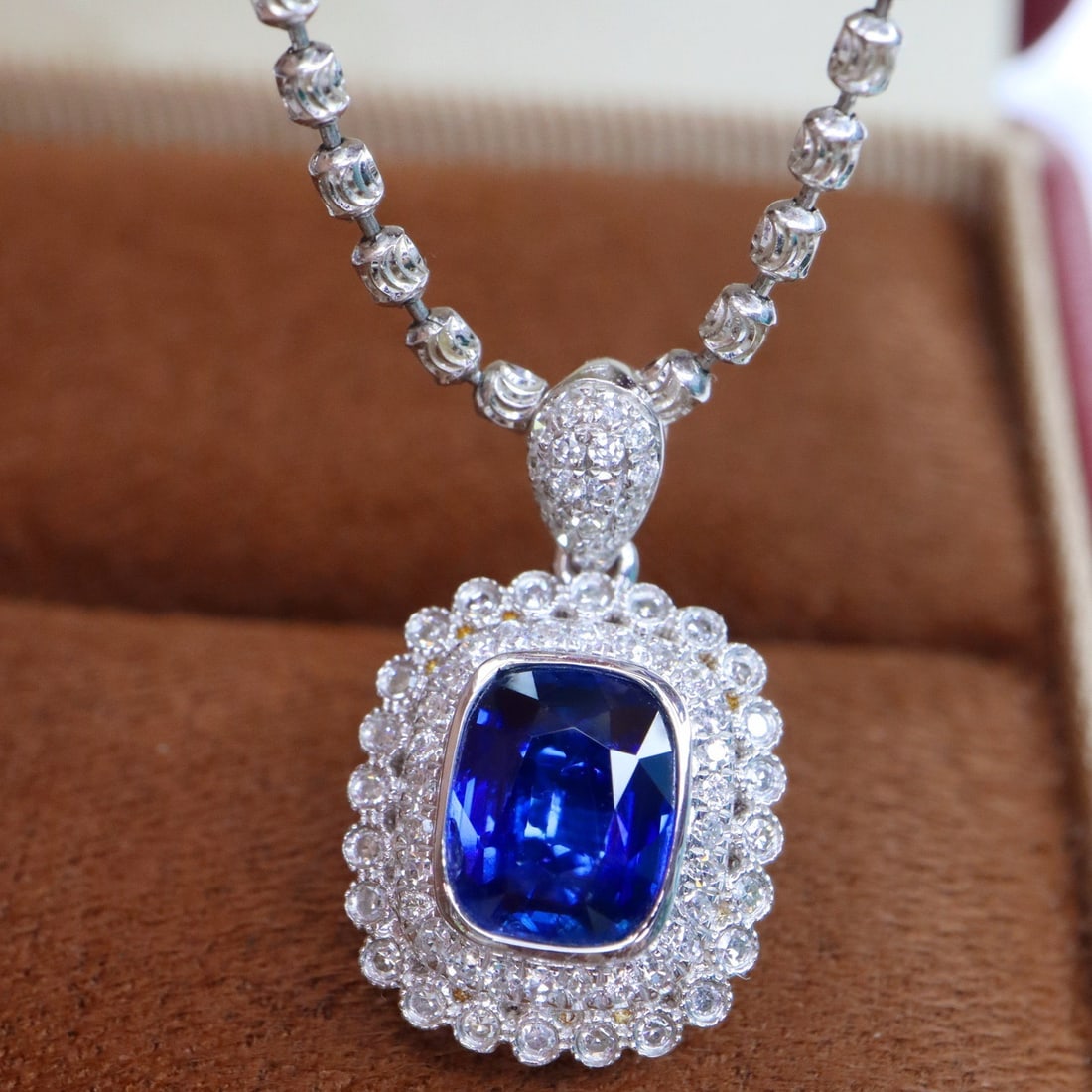 14k Gold 1.31 Ctw Natural Sapphire & Diamond Pendant( Without Chain ) - 2