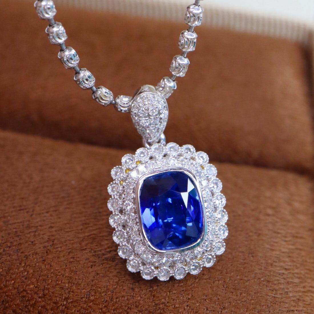 14k Gold 1.31 Ctw Natural Sapphire & Diamond Pendant( Without Chain ) - 3