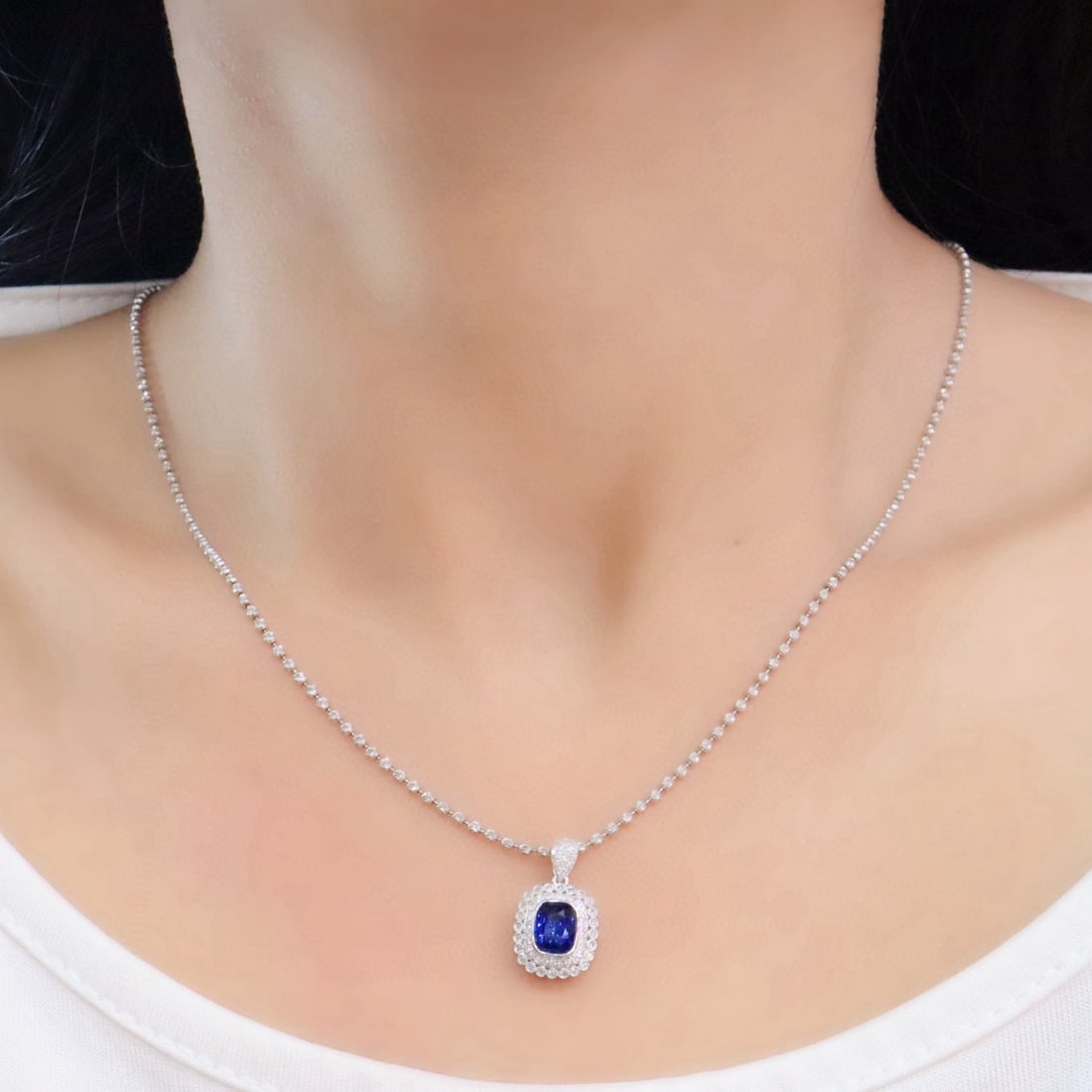 14k Gold 1.31 Ctw Natural Sapphire & Diamond Pendant( Without Chain ) - 5