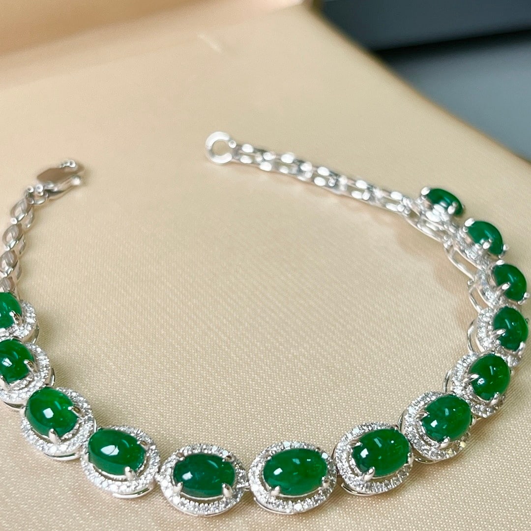 14k Gold 7.46 Ctw Natural Emerald & Diamond Bracelet - 3
