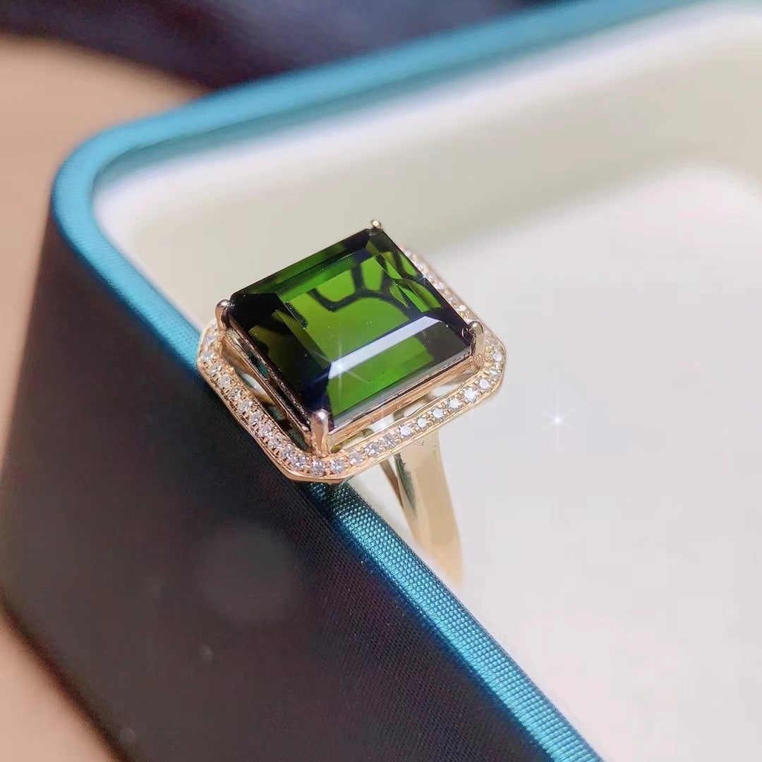 14k Gold 8.18 Ctw Natural Tourmaline & Diamond Ring - 5