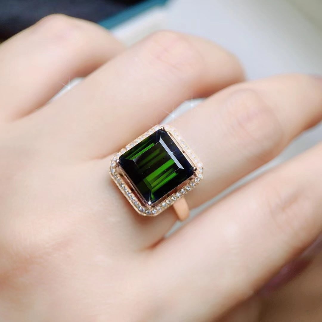 14k Gold 8.18 Ctw Natural Tourmaline & Diamond Ring - 6