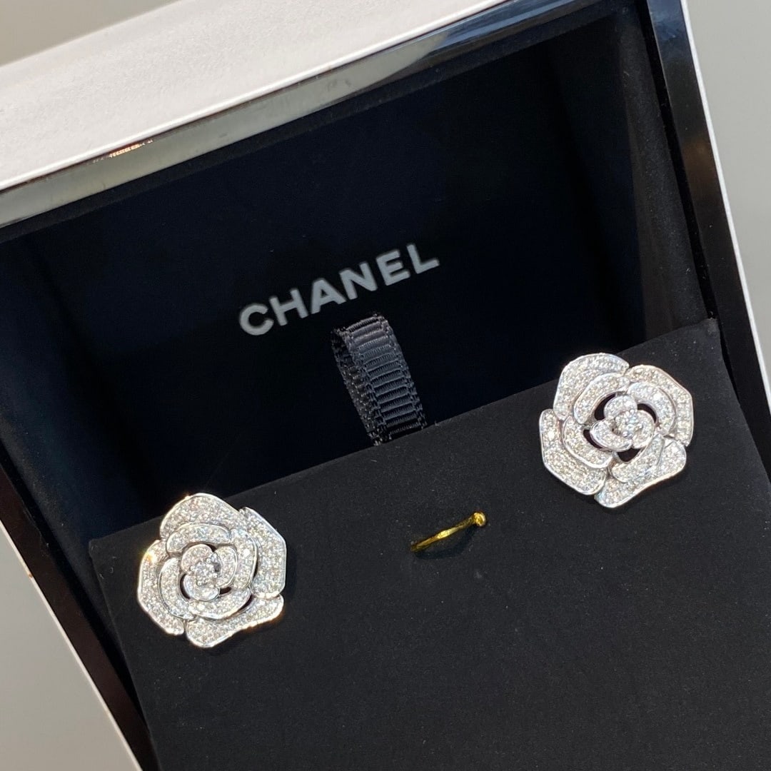 14k Gold 1 Ct Natural H Diamond & Flowers Earrings - 7