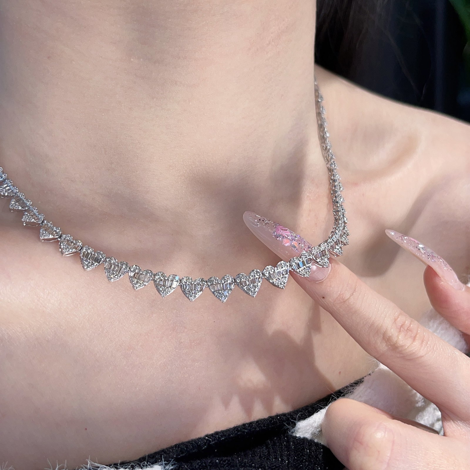 14k Gold 3 Ct Natural H Diamond Necklace - 7