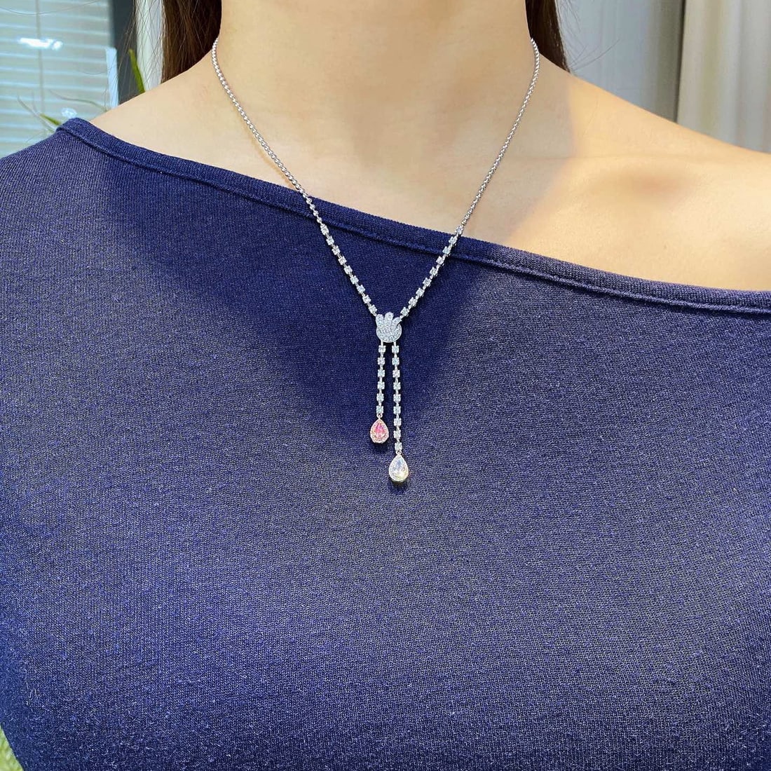 Gia Certified 14k Gold 0.50 Ctw Natural Pink Diamond & Diamond Necklace - 3