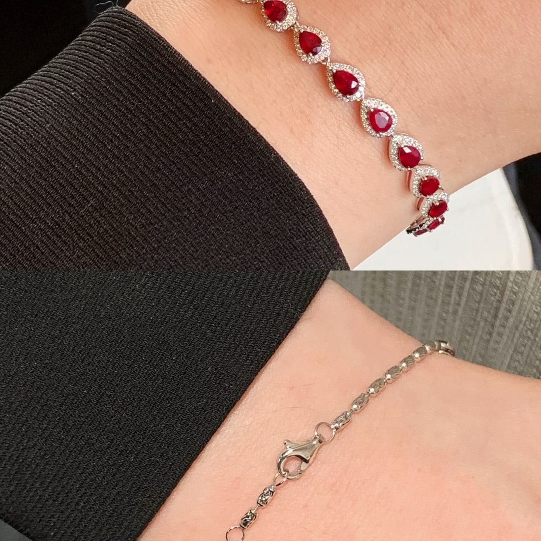 14k Gold 3.01 Ctw Vivid Red Natural Ruby & Diamond Bracelet - 4