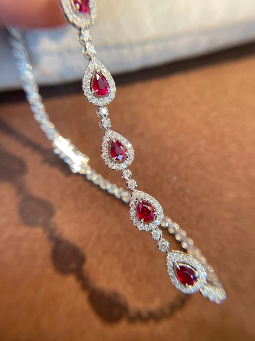 14k Gold 2.00 Ctw Vivid Red Natural Ruby & Diamond Bracelet - 2