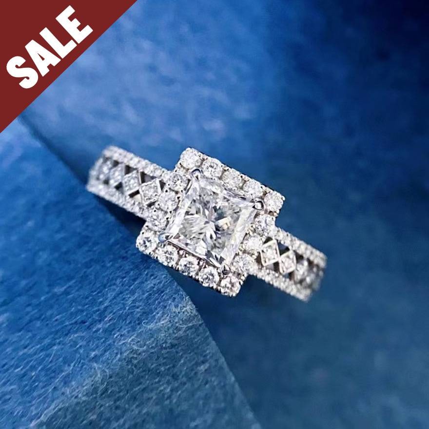 Gia Certified 14k Gold 1.40 Ctw Natural G Si2 Princess Diamond Ring: Ref:230794001 // gold content:14k gold // ring size:7. 25us // // main gemstone:diamond // certified:gia // shape:princess // carat weight:1. 02ct // clarity grade:si2 // color:f // treatment:natural