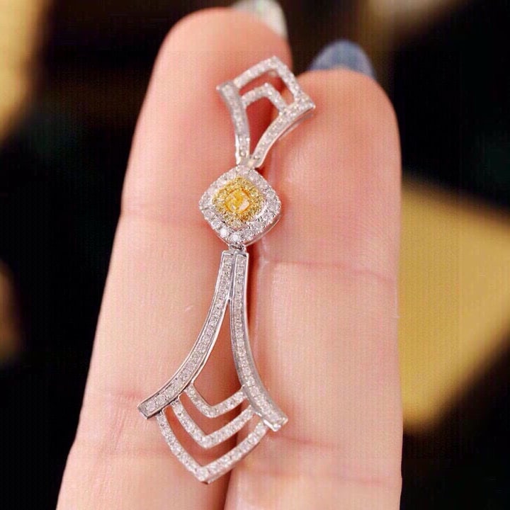 14k Gold 1.16 Ctw Natural Yellow Diamond & Diamond Earrings - 4