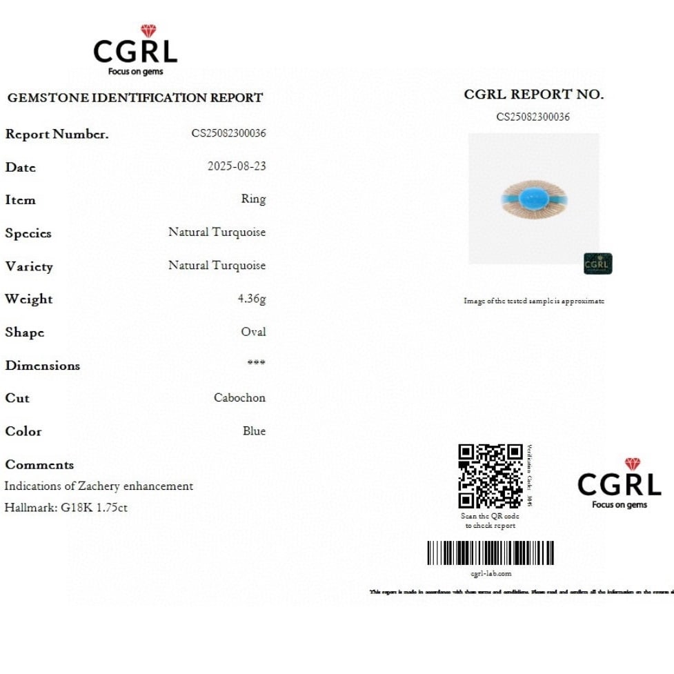 14k Gold 1.75 Ct Natural Turquoise Ring - 5