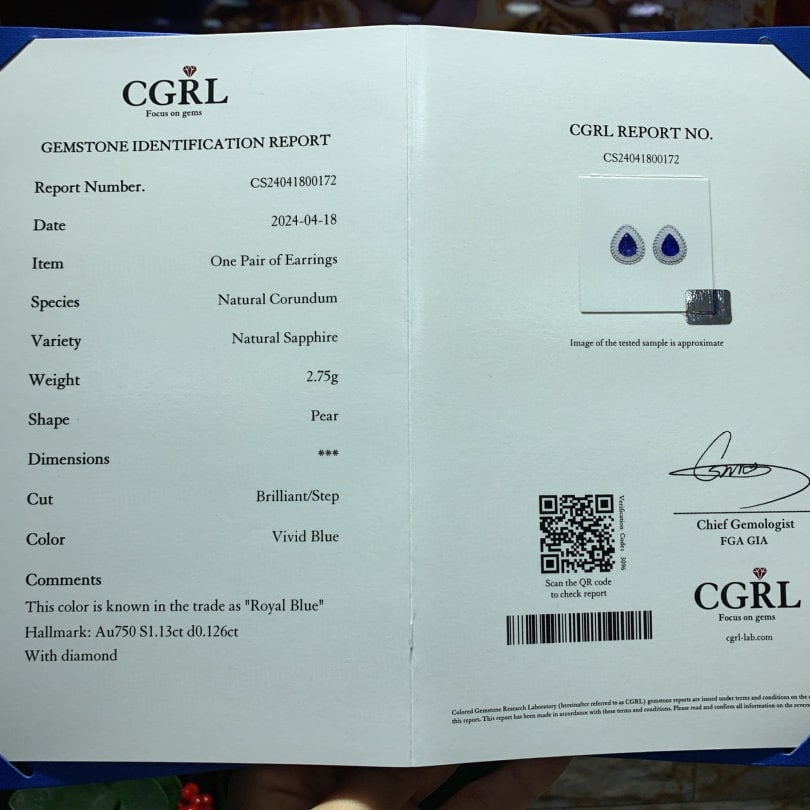 14k Gold 1.25 Ctw Natural Sapphire & Diamond Earrings - 6