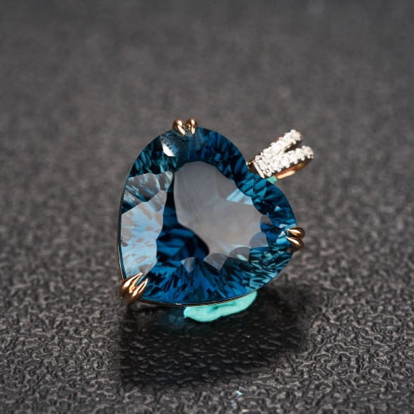 14k Gold 21.82 Ct Natural Topaz & Diamond Pendant( Without Chain ) - 6