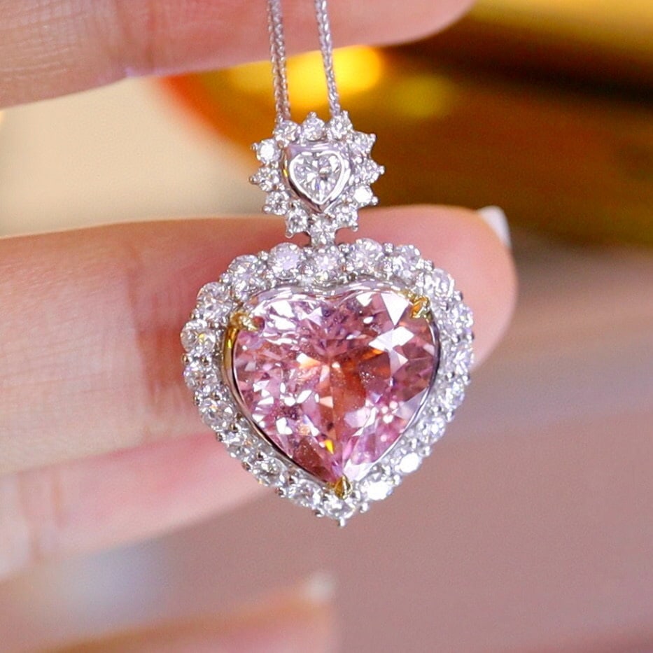 14k Gold 6.09 Ctw Natural Morganite & Diamond Pendant( Without Chain ) - 5