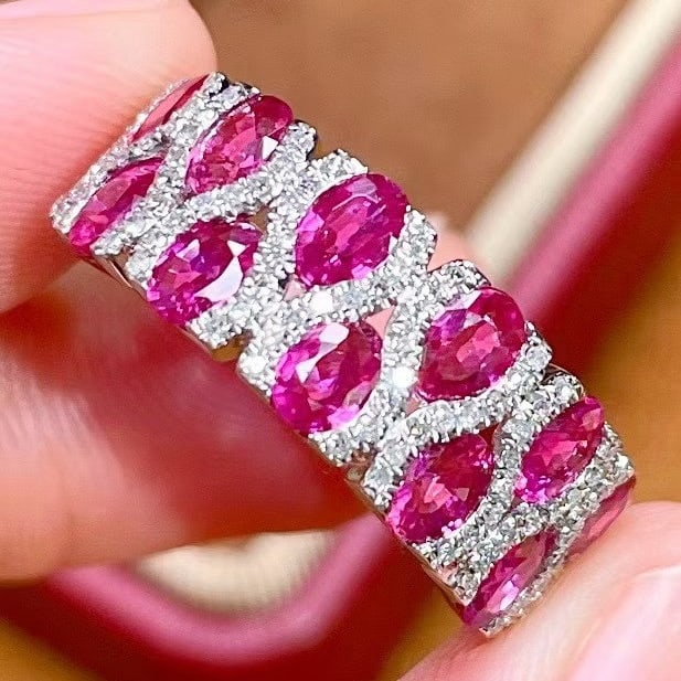 14k Gold 2.55 Ct Natural Ruby & Diamond Ring - 7