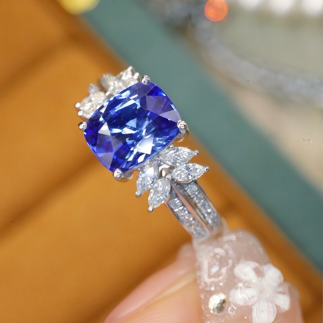 14k Gold 2.39 Ctw Natural Sapphire & Diamond Ring - 2