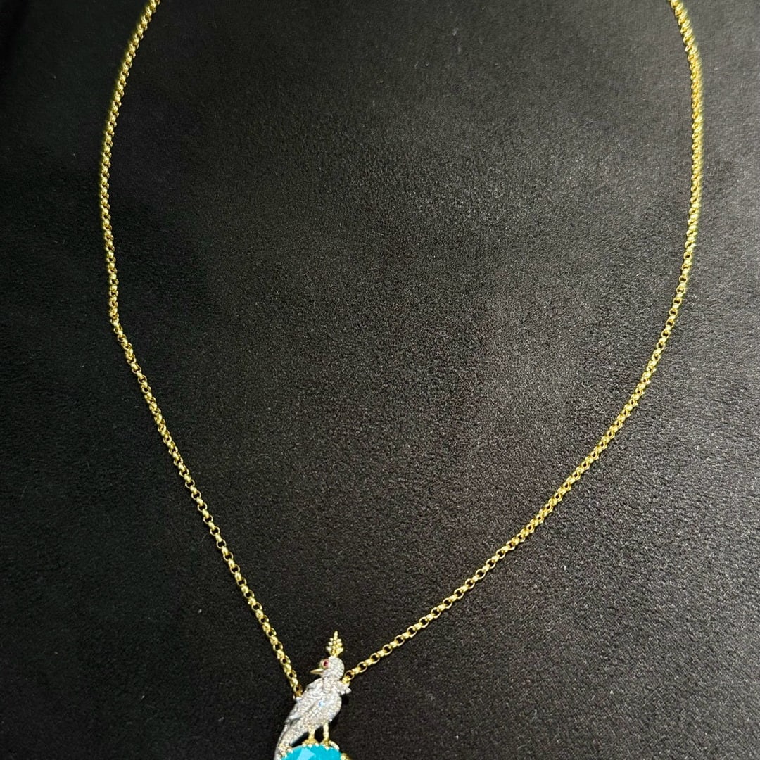 14k Gold 7.65 Ctw Natural Paraiba Tourmaline & Diamond Necklace - 3