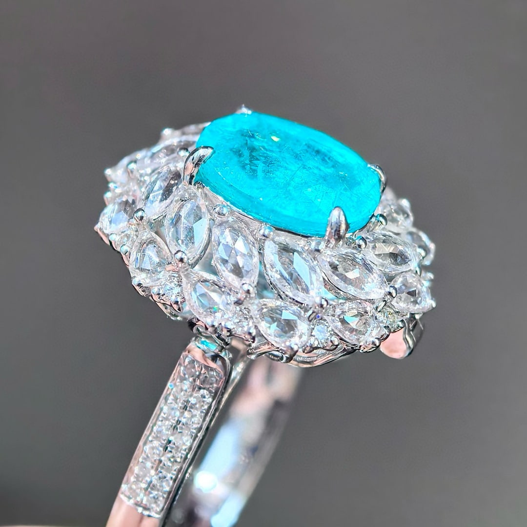 14k Gold 3.41 Ctw Natural Paraiba Tourmaline & Sapphire Ring/pendant( Without Chain ) - 2