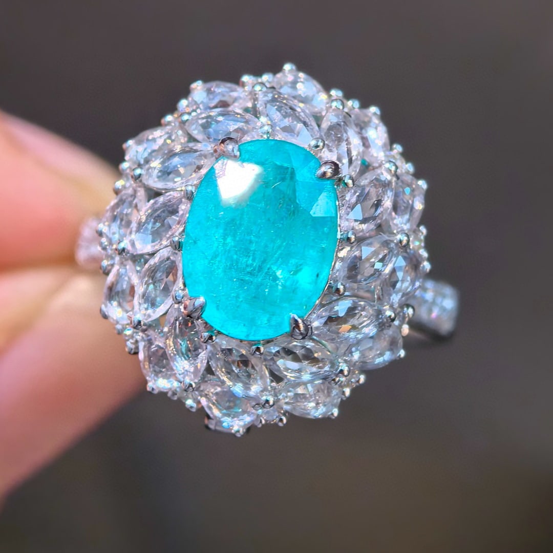 14k Gold 3.41 Ctw Natural Paraiba Tourmaline & Sapphire Ring/pendant( Without Chain ) - 3