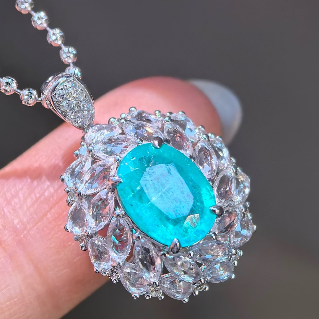 14k Gold 3.41 Ctw Natural Paraiba Tourmaline & Sapphire Ring/pendant( Without Chain ) - 5