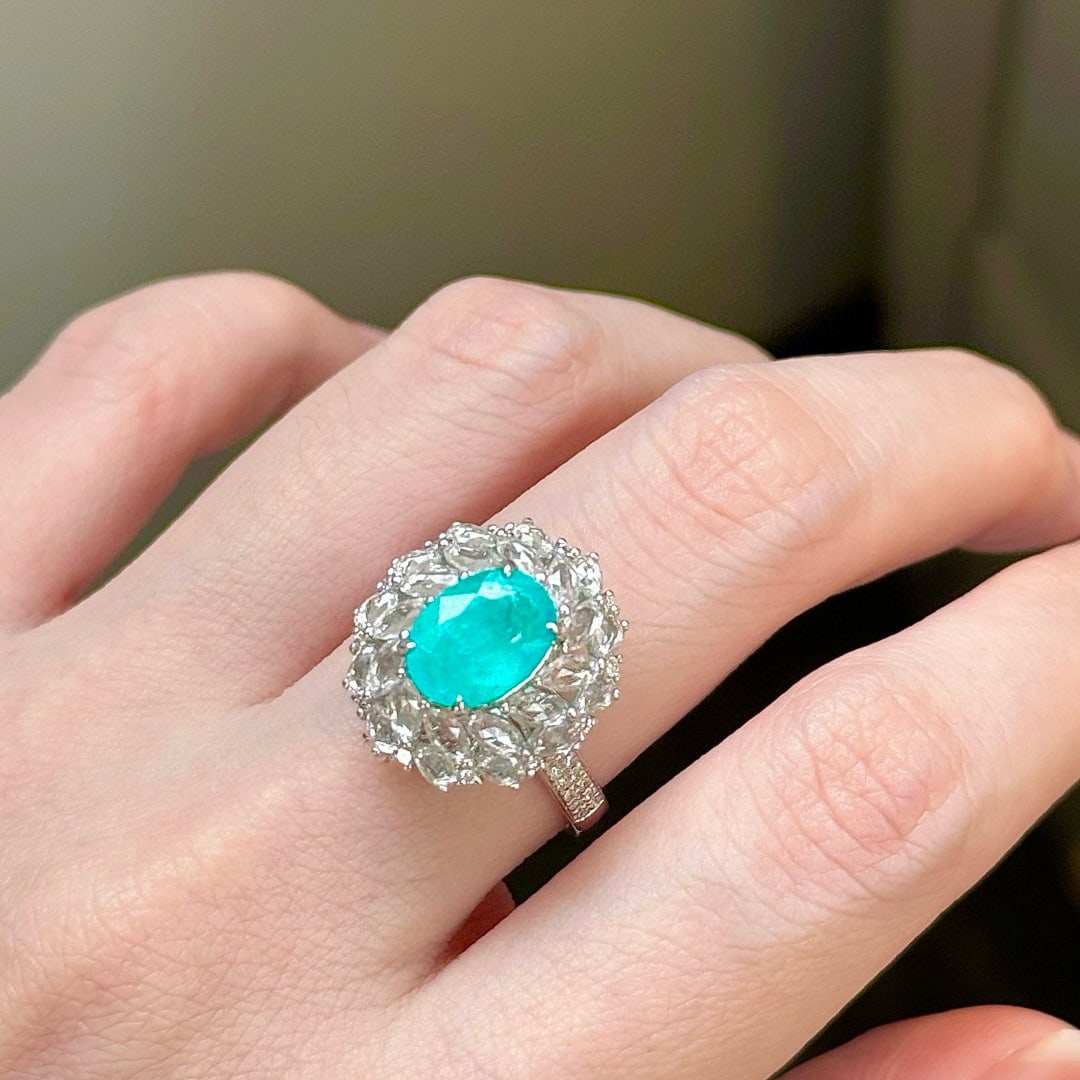 14k Gold 3.41 Ctw Natural Paraiba Tourmaline & Sapphire Ring/pendant( Without Chain ) - 8