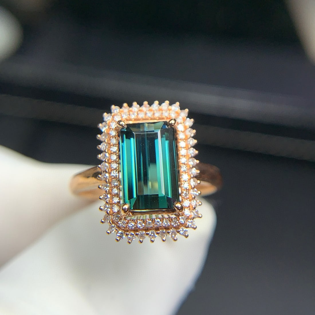 14k Gold 2.7 Ct Natural Tourmaline & Diamond Ring - 7