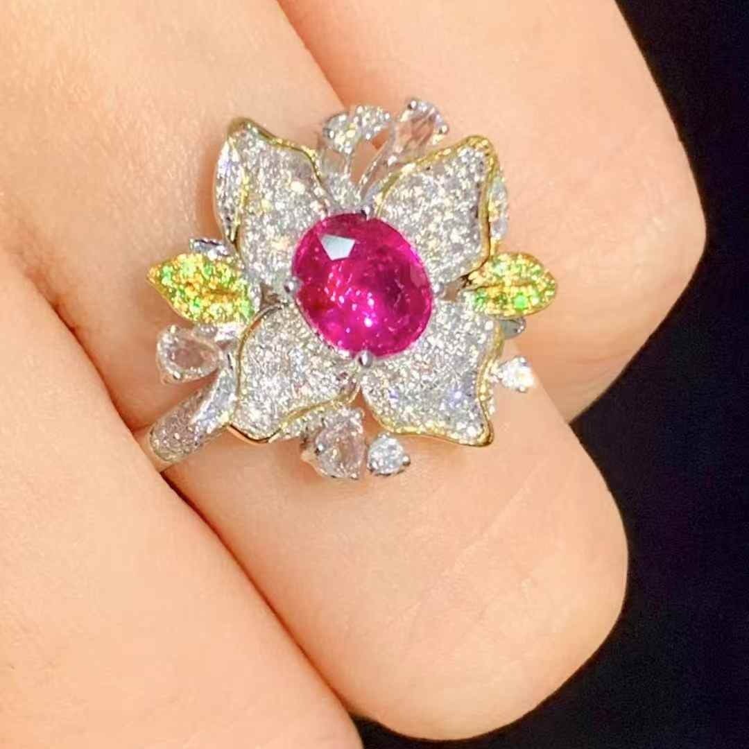 14k Gold 1.3 Ct Natural Ruby & Diamond Ring - 6