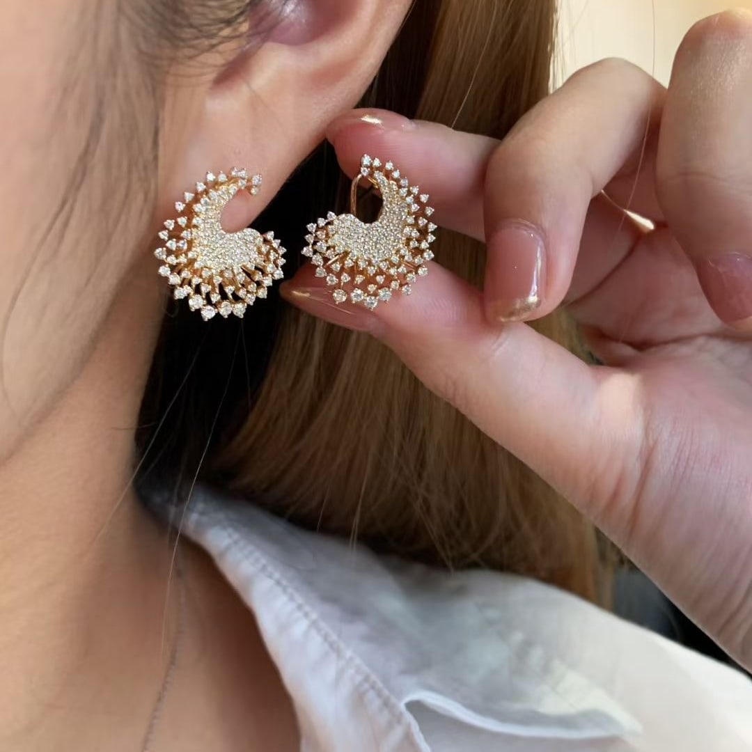 14k Gold 1.2 Ct Natural H Diamond Earrings - 4