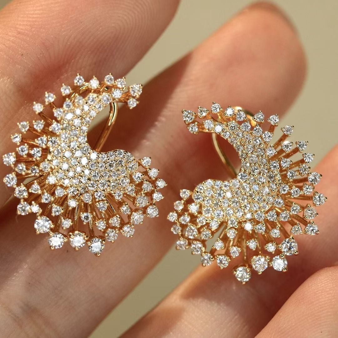 14k Gold 1.2 Ct Natural H Diamond Earrings - 5