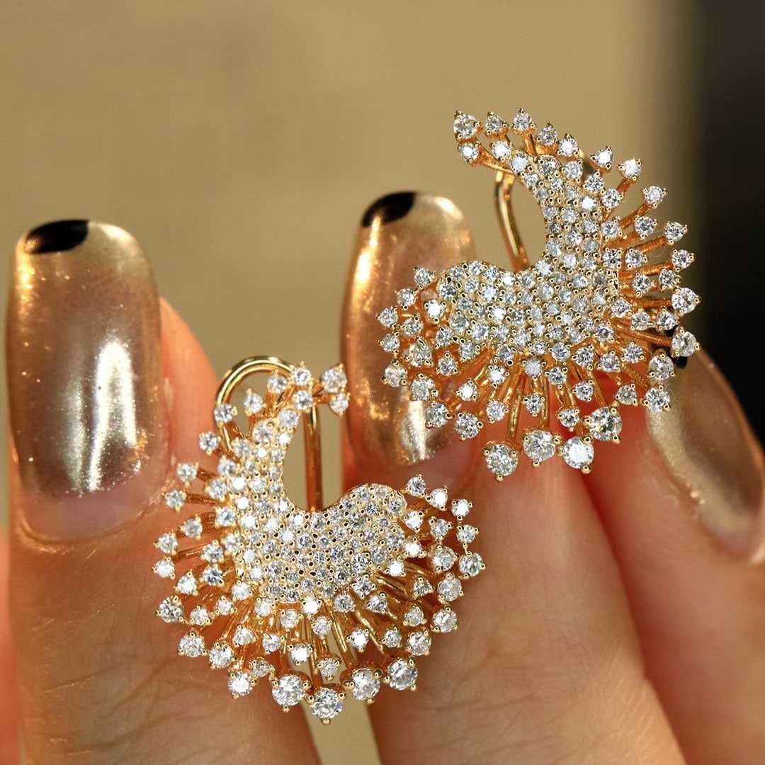 14k Gold 1.2 Ct Natural H Diamond Earrings - 7