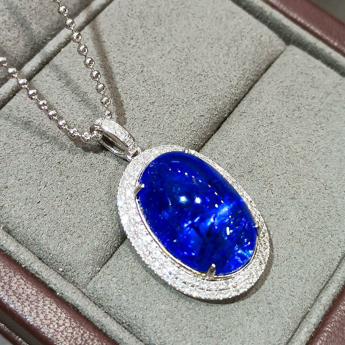 14k Gold 19.15 Ctw Natural Tanzanite & Diamond Pendant( Without Chain ) - 2