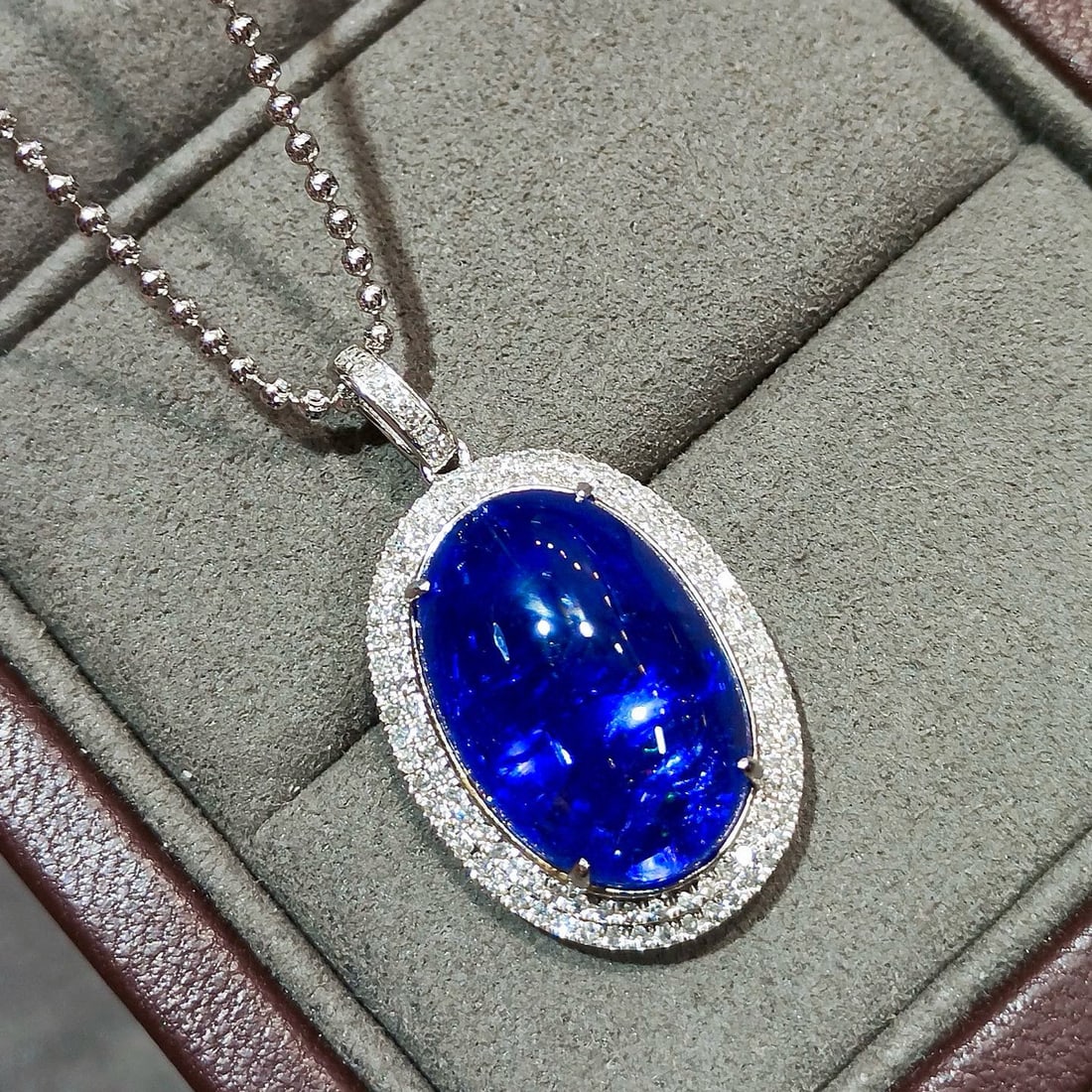 14k Gold 19.15 Ctw Natural Tanzanite & Diamond Pendant( Without Chain ) - 6