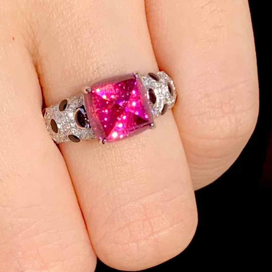 14k Gold 3.15 Ct Natural Tourmaline & Diamond Ring - 4