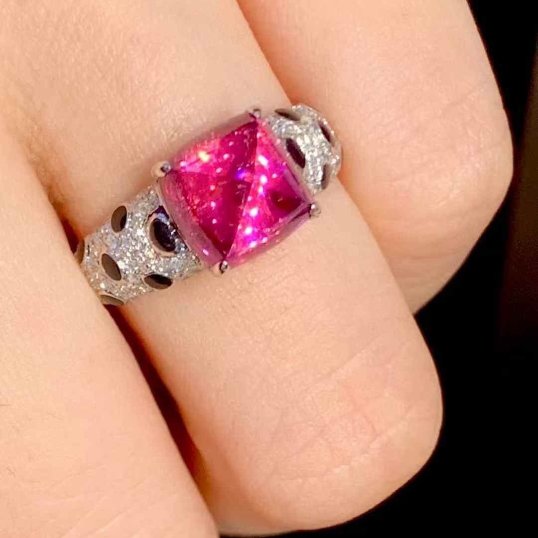 14k Gold 3.15 Ct Natural Tourmaline & Diamond Ring - 5