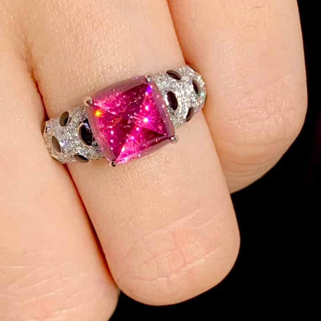 14k Gold 3.15 Ct Natural Tourmaline & Diamond Ring - 6