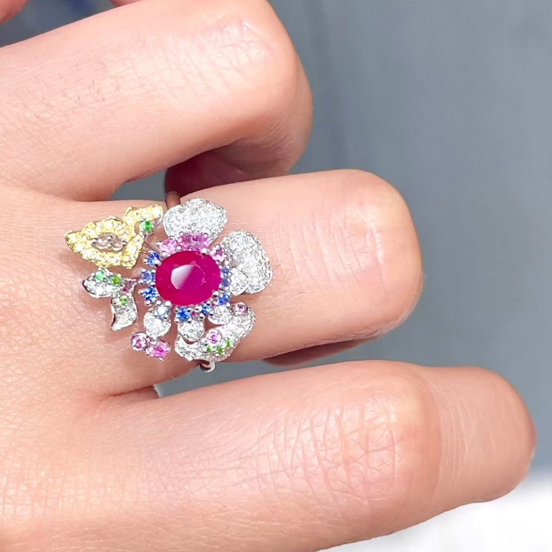 14k Gold 1 Ct Natural Ruby & Diamond Ring - 3